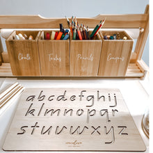 Load image into Gallery viewer, Desk with Alphabet Stencil and wooden desk caddy 