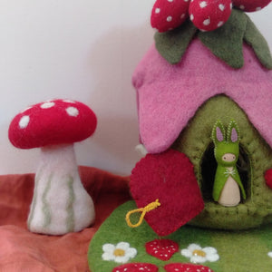 Strawberry Fairy House and Fairy Peg Doll