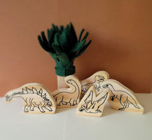 Load image into Gallery viewer, Kids Wooden Dinosaur Blocks