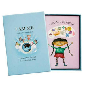 box-of-kids-affirmation-cards-lid-off-displaying-first-card-I-talk-about-my-feelings