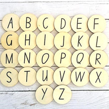 Load image into Gallery viewer, alphabet-uppercase-wooden-discs