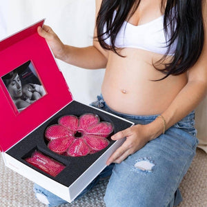 pregnant woman with gel pack gift box