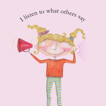 Load image into Gallery viewer, affirmation-card-with-illustration-of-girl-with-megaphone-I-listen-to-what-others-say